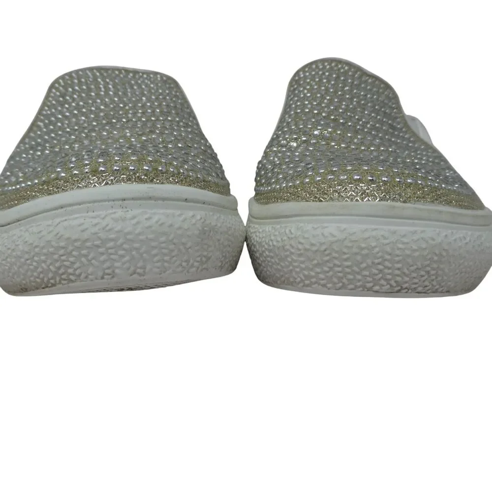 Hot Tomato Reactor Silver Rhinestone Bling Slip On Sneakers Loafers